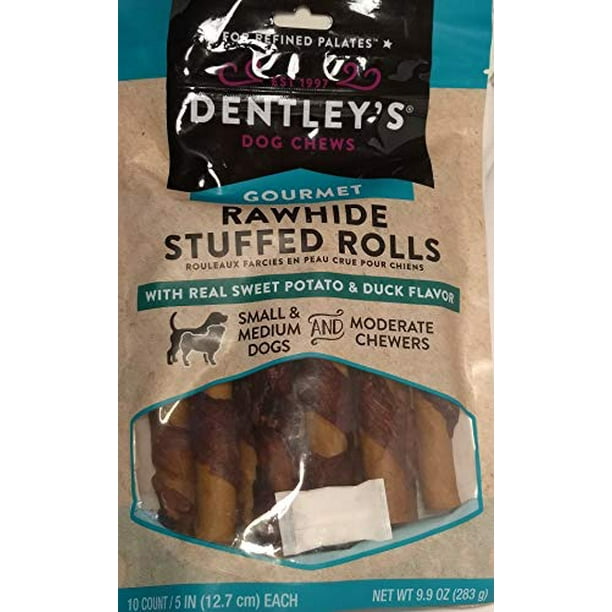 Dentleys Rawhide Stuffed Rolls Dog Treat Sweet Potato & Duck Flavor