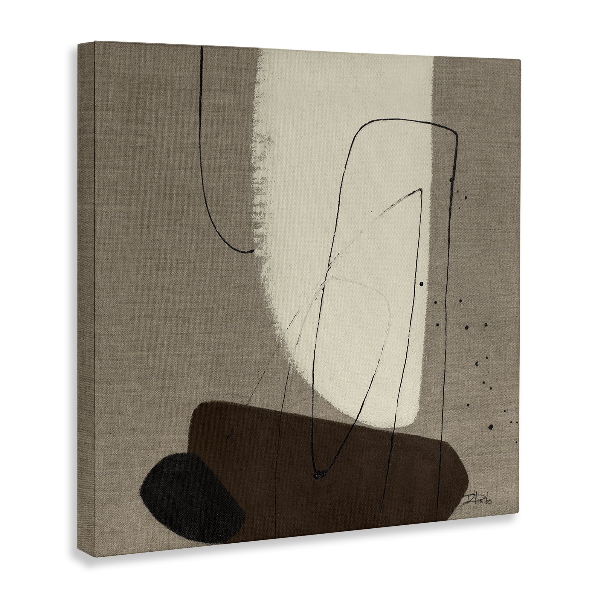 Stupell Industries Natural Oblong Shapes Abstract Painting Gallery Wrapped Canvas Art Print Wall Art, 30 x 30