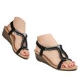 thumbnail image 3 of DAFEI Wedge Heel Ladies Rhinestone Shoes Fashionable Hollow Fish Mouth Stone Solid Color Casual Sandals, 3 of 8