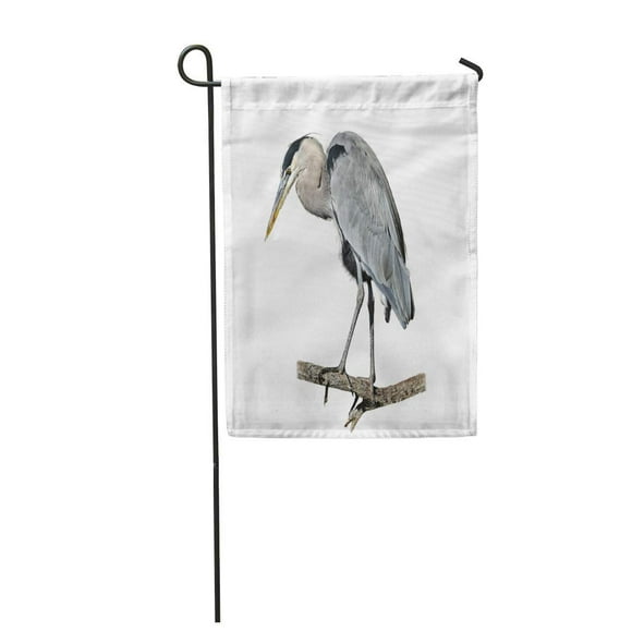 NUDECOR Great Blue Heron Perching on Bird Branch Closeup Garden Flag Decorative Flag House Banner 28x40 inch