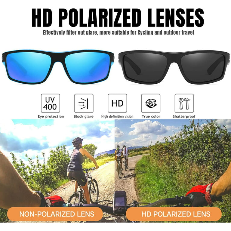 2 PACK Sports Polarized Wrap Around Sunglasses for Men Fishing Cycling  Driving Running Sun Glasses 100% UV 400 Protection 