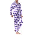 thumbnail image 2 of KLL Purple argyle Sleepwear Mens Flannel Pajamas,Long Cotton Pj Set-Small, 2 of 7