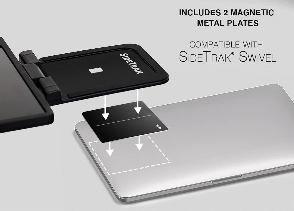SideTrak Swivel Metal Plates for Laptop | Add On/Replacement Plates Only | Compatible with SideTrak Swivel Portable Monitors | Includes 2 Metal Plates (Black)