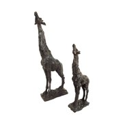 Angle View: Set of 2 Grazing Giraffe