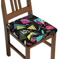 Seat Covers for Dining Room Chairs Set of Set of 6, 80s 90s Retro Neon Flourescent Style Stretch Chair Seat Covers Cushion Slipcovers for Kitchen Office
