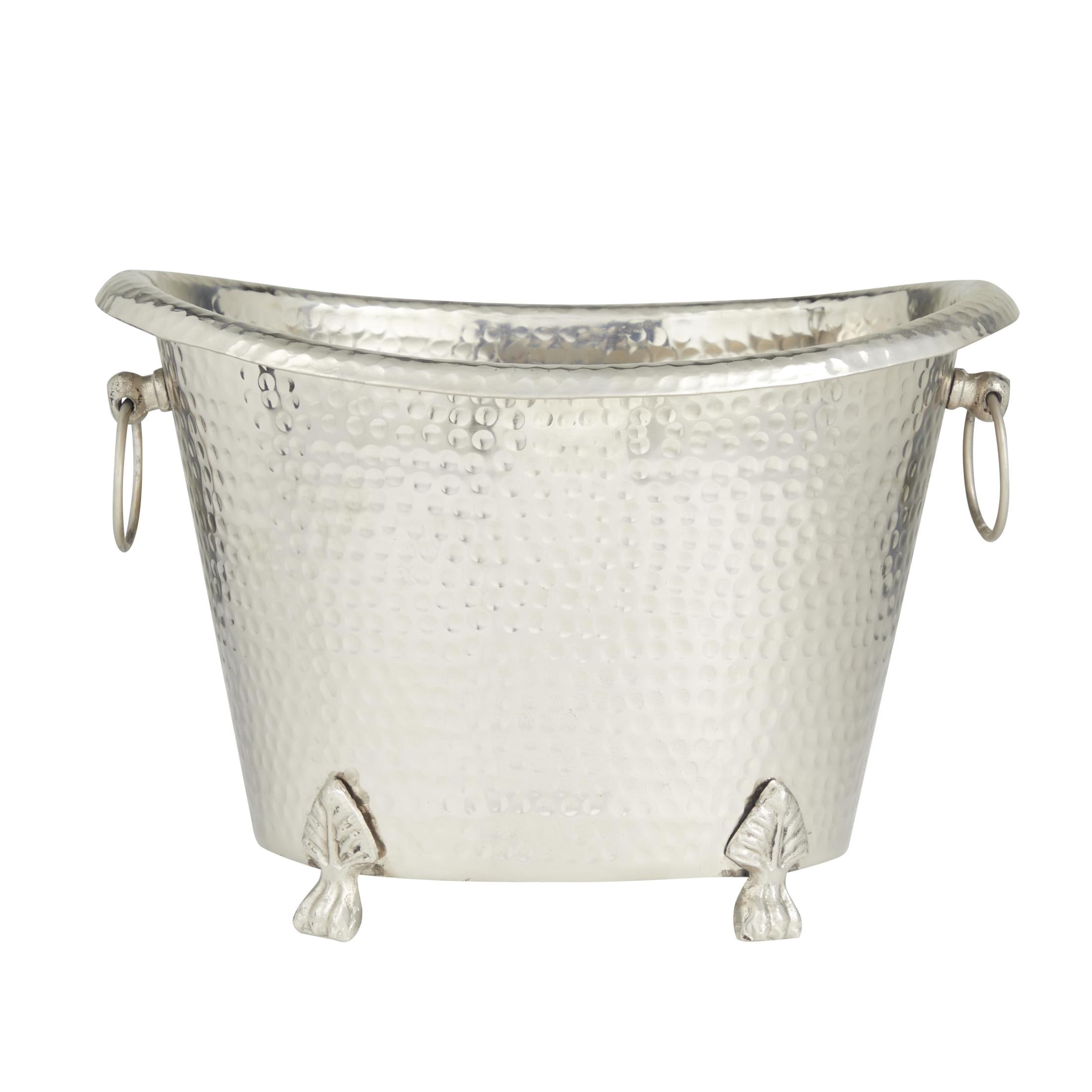 DecMode Oval Aluminum Metal 6 Bottle Silver Ice Bucket