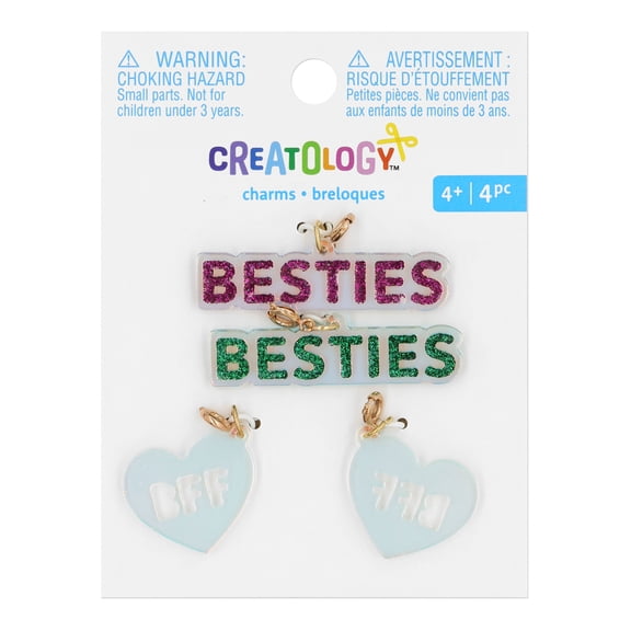 Besties Charms by Creatology - Assorted Charms for DIY Jewelry - Accessories & Kids’ Crafts - 12 Pack