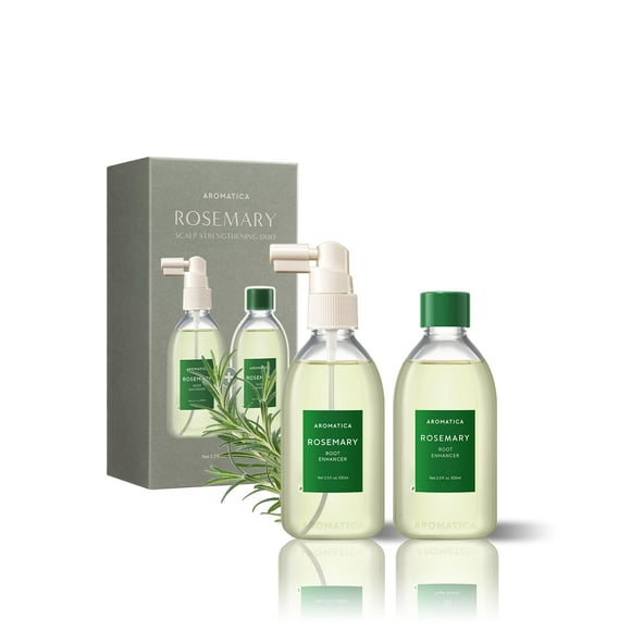 AROMATICA Rosemary Scalp Strengthening Enhancer Duo Set - Scalp Serum For Hair Growth & Itchy Scalp Treatment with Rosemary Oil | Dandruff Treatment And Oily Scalp Moisturizer