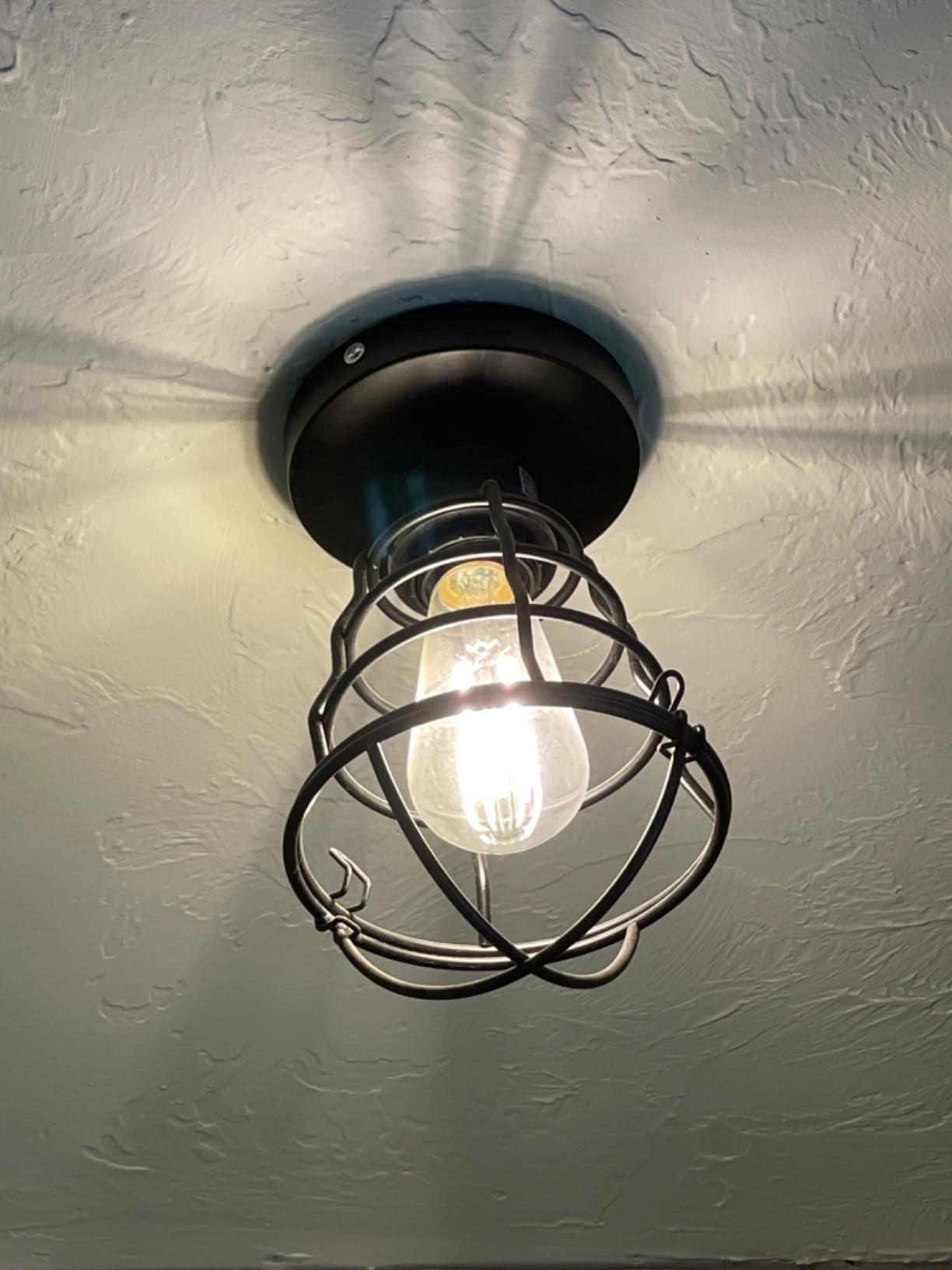 4 Pack Semi-Flush Mount Ceiling Light Black Industrial Ceiling Light - Black Metal Pendant Light Fixture for Hallway Stairway Bedroom Kitchen