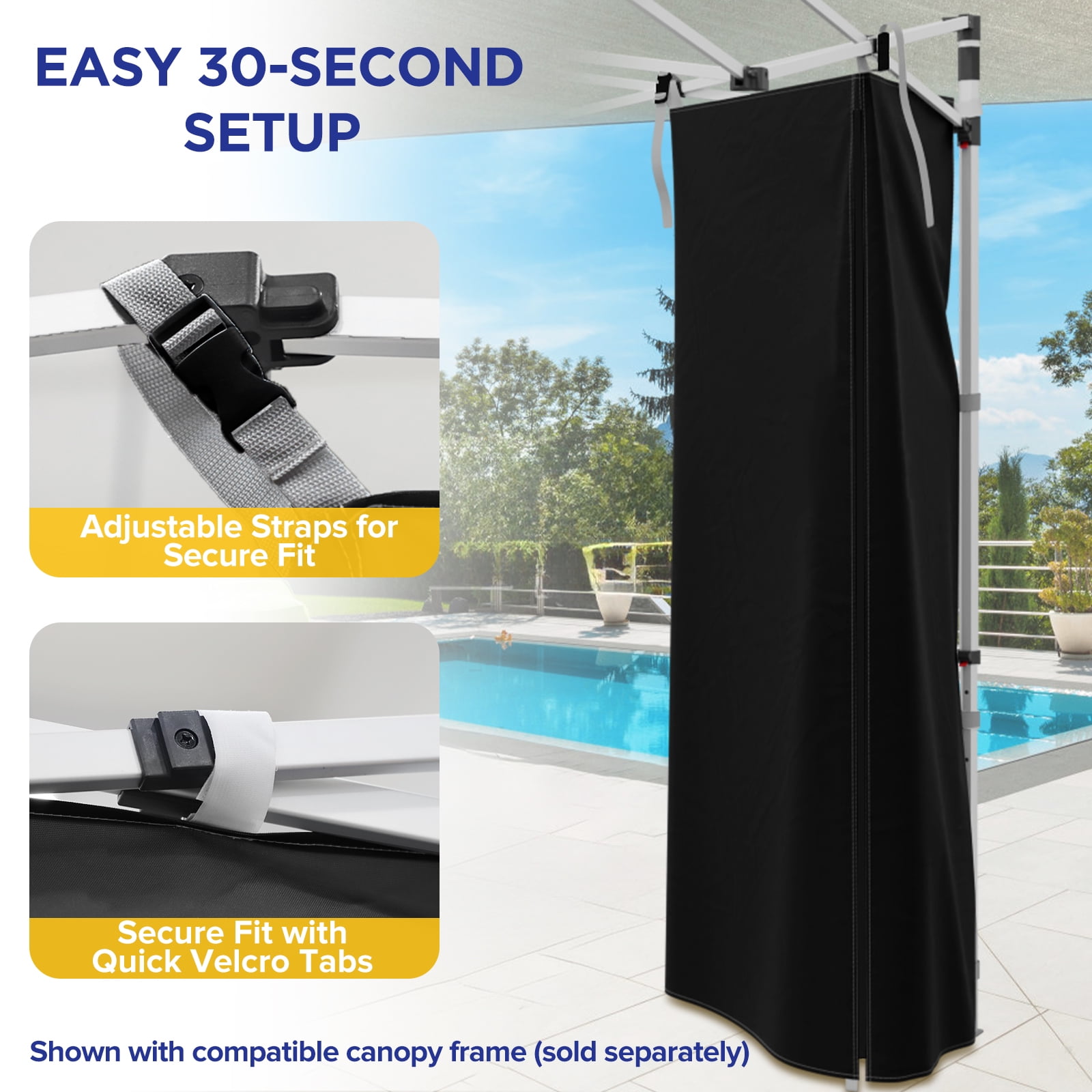 EAGLE PEAK Portable Privacy Tent Changing Room for Pop-up Canopy Fits Canopies with Cross Bars Outdoor Hanging Privacy Curtain, Black