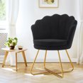 thumbnail image 3 of Furniliving Modern Sherpa Accent Chair Shell Back Makeup Chair Upholstered Arm Chair, Black, 3 of 8