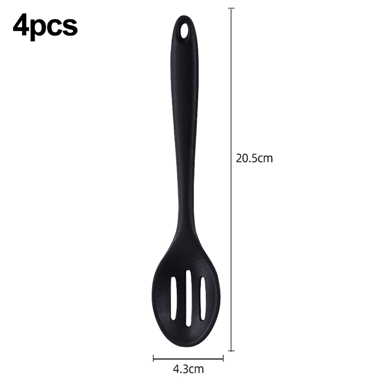 Pack of 2 Large Silicone Cooking Spoons,Non Stick Solid Basting  Spoon,Heat-Resistant Kitchen Utensils for Mixing,Serving,Draining,Stirring  (BLACK)