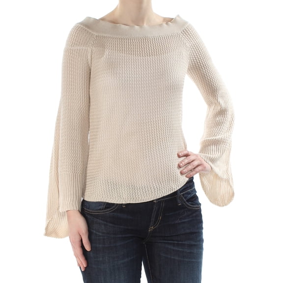 AMERICAN RAG Womens New 1194 Beige Off Shoulder Bell Sleeve Sweater XS B B