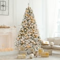 thumbnail image 2 of Topbuy 7 FT Pre-lit Artificial Christmas Tree Hinged Snow-flocked Xmas Tree with 956 Branch Tips 450 Warm White LED Lights, 2 of 9