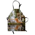 thumbnail image 1 of Tiger Apron Beast of Siberia Resting on a Warm Day on a Lake with its Reflection Altaica Mammal, Unisex Kitchen Bib Apron with Adjustable Neck for Cooking Baking Gardening, Pale Brown, by Ambesonne, 1 of 3