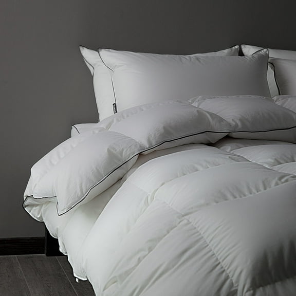DOWNFORT Luxury Feathers Down Fiber Comforter Queen Size,High Fill Power All Season Duvet Insert, Ultra Soft Hotel Collection Comforter, Fluffy and Cozy 90 X 90"