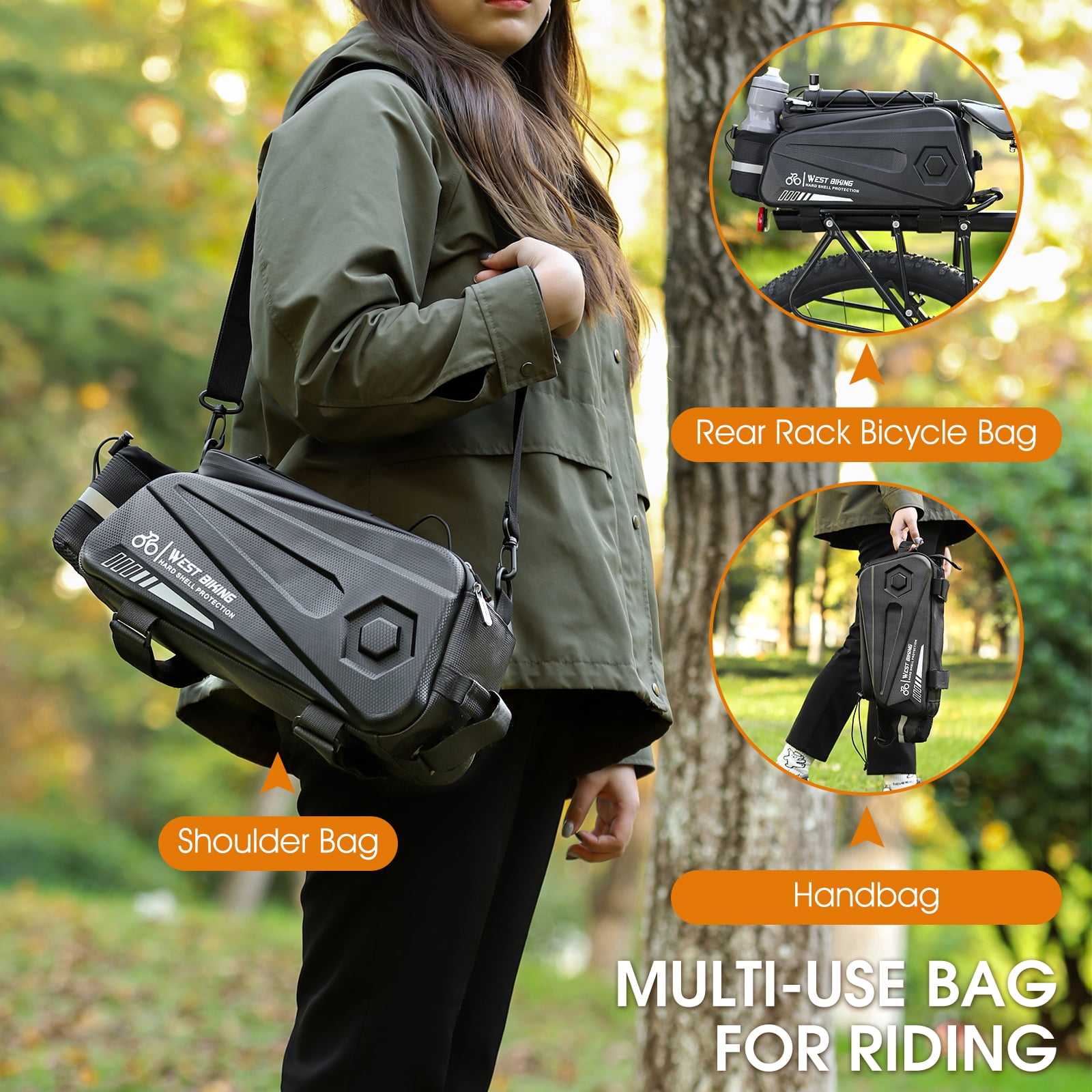 West Biking Sac de Siège Arrière de Vélo Capacité 8.6L Sac de Vélo Imperméable