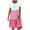 Pink, variant on Frostluinai Plus Size Dresses for Women Summer Sundress Round Neck Short Sleeve Patchwork Sun Dress Flowy Pleated Beach Swing Dresses