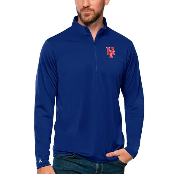 Men's Antigua Royal New York Mets Tribute Quarter-Zip Pullover Top