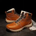 thumbnail image 2 of Botas de nieve gruesas, botas Martin cálidas, zapatos para exteriores para hombre que combinan con todo, cuero forrado con vellón, 2 of 5