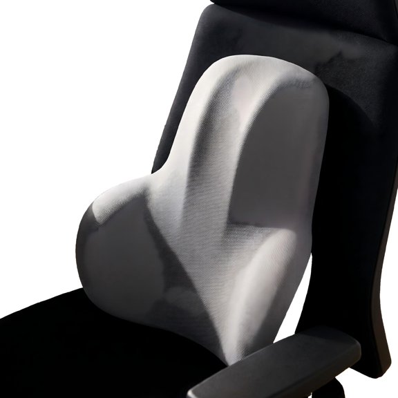 Lumbar Support Pillow for Car – Memory Foam Back Support for Car Seat, Lower Back Pain Relief Cushion for Office Chair, Washable Seat Pad Fits Most Cars, Trucks – 16.85" x 13.38" Gray