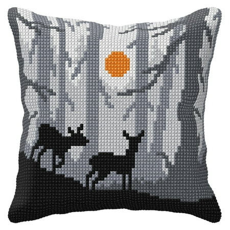UPC: 5902067315538 | Cushion cross stitch kit Forest at night 99005
