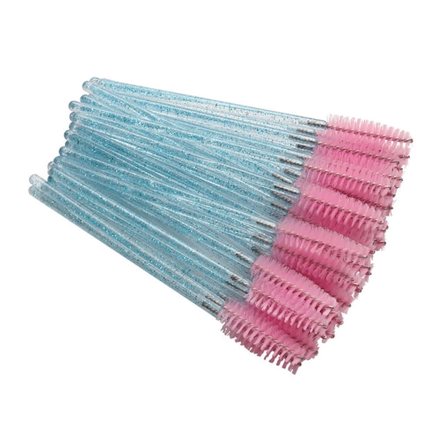 Vogacara Paquete de 50 cepillos para pestañas, accesorios multicolores para mujeres, varitas dulces para el Día de San Valentín, pinzas para Pinceles de maquillaje y herramientas Varilla Azul/Rosa