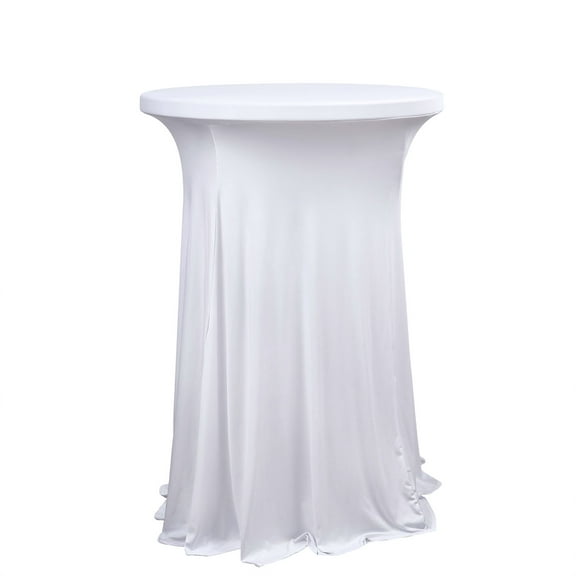 Balsa Circle White Cocktail Table Cover Natural Wavy Drapes Spandex Tablecloth Reception