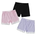 thumbnail image 3 of YONGHS Kids Girls 3 Pack Bike Shorts Solid Color Dance Gym Yoga Sports Bike Shorts Pink&Purple&Black 11-12, 3 of 5