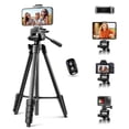thumbnail image 1 of 64” Phone&Tablet Tripod, Aureday Cell Phone Tripod for iPhone with Wireless Remote and Phone Holder, Extendable Tripod Stand for iPad, Suit for Video Recording/Makeup/Live Streaming, 1 of 5