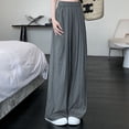 thumbnail image 3 of QUYUON Womens Plus Size Pants Discount Wide Leg Pants for Summer Thin High Waisted Drape Casual Straight Leg Pants Pants Women Long Pant Leg Length Casual Style P8894 Gray M, 3 of 5