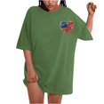 thumbnail image 4 of Camiseta de Cuello Redondo Impresa Delantera Y Trasera Del Día de la Independencia de las Mujeres, Tops Cortos Casuales para las Mujeres, 4 of 5