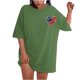 thumbnail image 2 of Camiseta de Cuello Redondo Impresa Delantera Y Trasera Del Día de la Independencia de las Mujeres, Tops Cortos Casuales para las Mujeres, 2 of 5