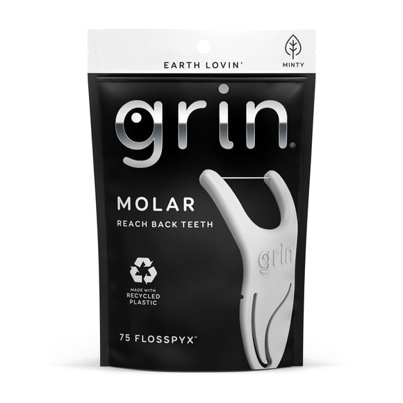 Hilo dental con palillo Grin Molar Flosspyx, 75 piezas, plástico reciclado