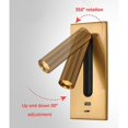 thumbnail image 3 of LED Reading Light Bedside Lamp Hidden Switch Bedside Lamp, Type C Bedside Lamp Flush Mount Wall Sconce Reading Light, 350° Rotatable 90° Foldable, 3W, 3 of 5