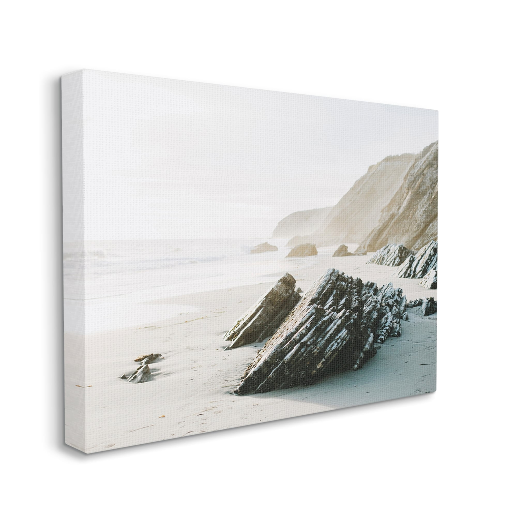 Stupell Industries Rocky Beach Cliff Sandy Shoreline Coastal Photography Gallery Wrapped Canvas Print Wall Art