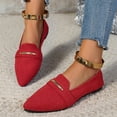 thumbnail image 4 of Womens Red Loafers - Pointed Toe Velvet Flats for Women, Slip On Casual Shoes with Gold Metal Detail, Comfortable Everyday Wear (US 5.5-9.5),Size 42, 4 of 7