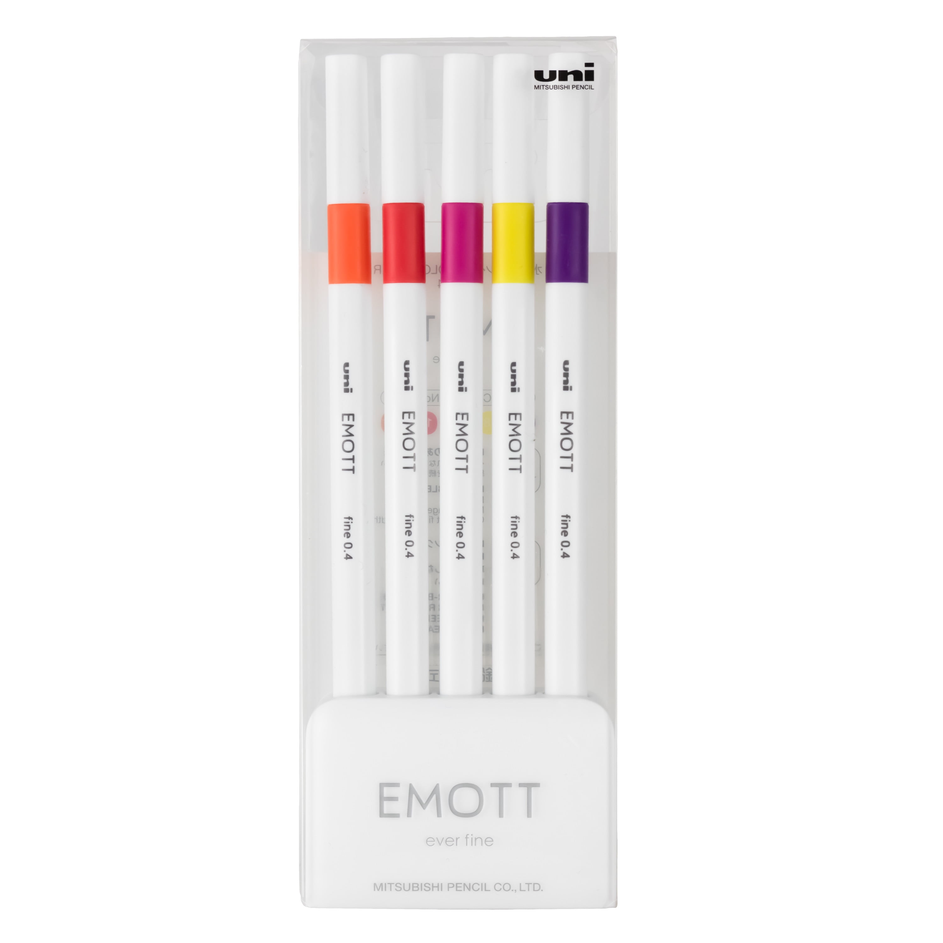 Uni-Ball Emott Fineliner Marker Pens, Fine Point (0.4Mm), Passion Colors, 5-Count