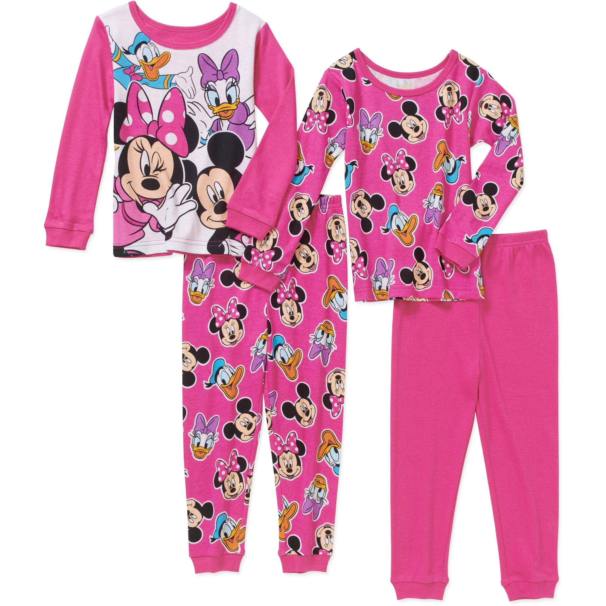 Toddler Girl Minnie and Friends Cotton Tight Fit Pajamas 4pc Set