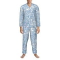 thumbnail image 4 of Bingfone Men'S Pajama Set 2 Piece Loungewear Pjs, Long Sleeve With Pajama Pants-White Bule Glitter, 4 of 9