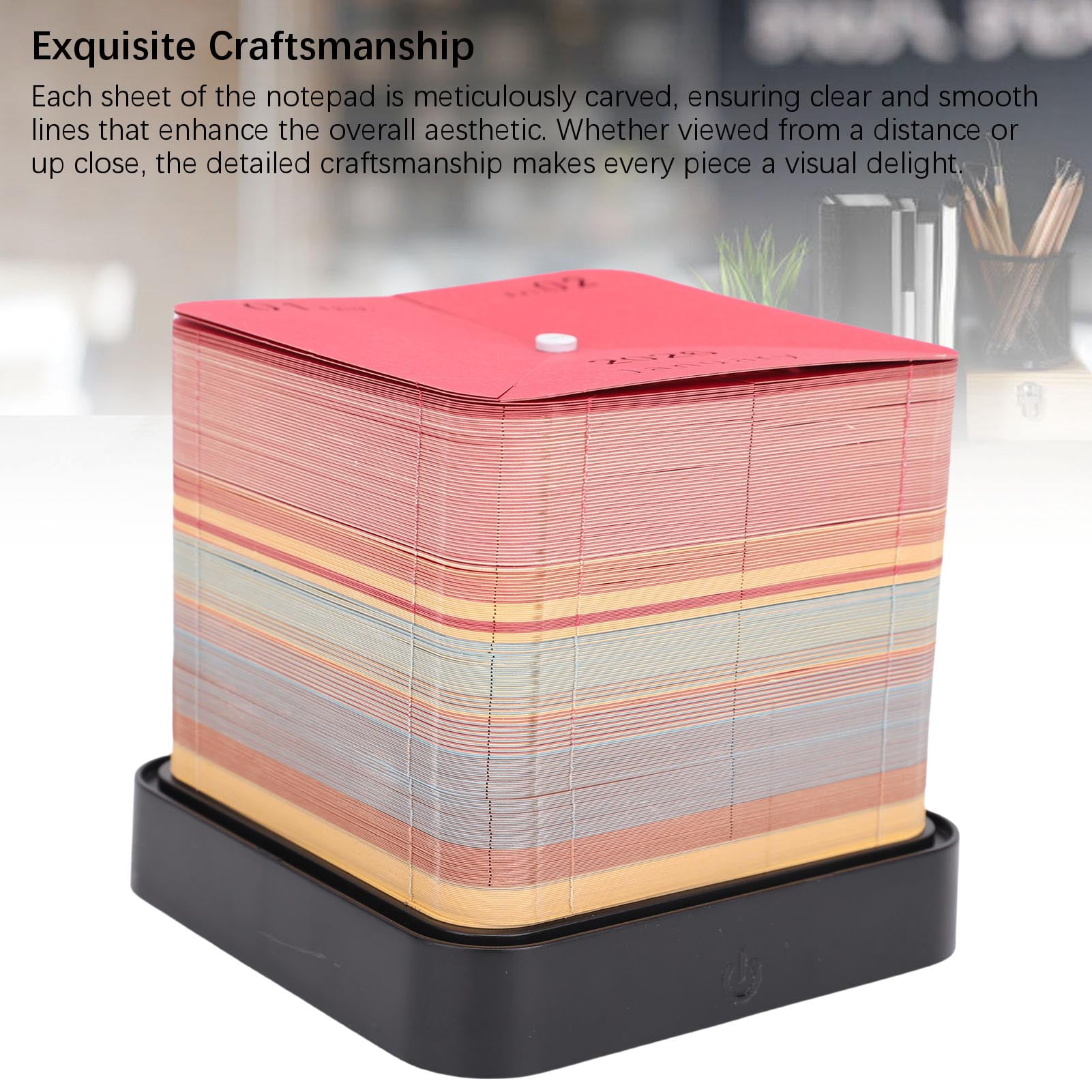 YAHHU 3D Art Memo Pad Creative Circus Paper Carving Notepad 2026 Desk Calendar with Light, Desktop Ornament Gift, 3.9 x 3.9 x 3.5 inches / 9.8 x 9.8 x 9 cm, Multicolor
