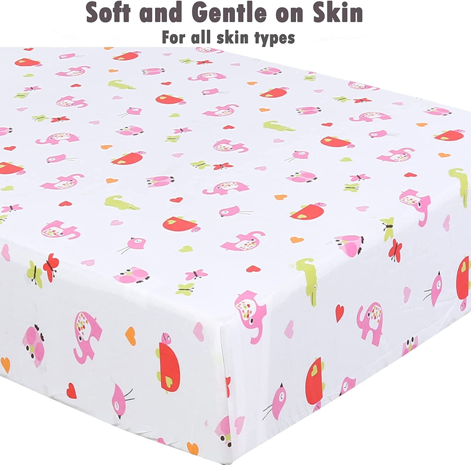 Danica 100% Cotton Fitted Baby Crib Sheet 3 Pack for baby Boys Girls |Standard Crib And Toddler Mattress Sheets | 28x52 Inch (3PK, Animal World )