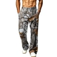 thumbnail image 7 of Havenx Mens Baggy Camo Pants Wide Leg Dry Leaf Print Elastic Waist Sweat Pant with Pockets Open Bottom Camouflage Wear Jogger Workout Casual Fashion Loose Fit Streetwear,Camel L, 7 of 7
