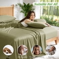 thumbnail image 3 of AiAngu Bamboo California King Sheet Set, Luxury Soft 4 Pieces Bed Sheets with 18" Deep Pocket, Sage Green, 3 of 8