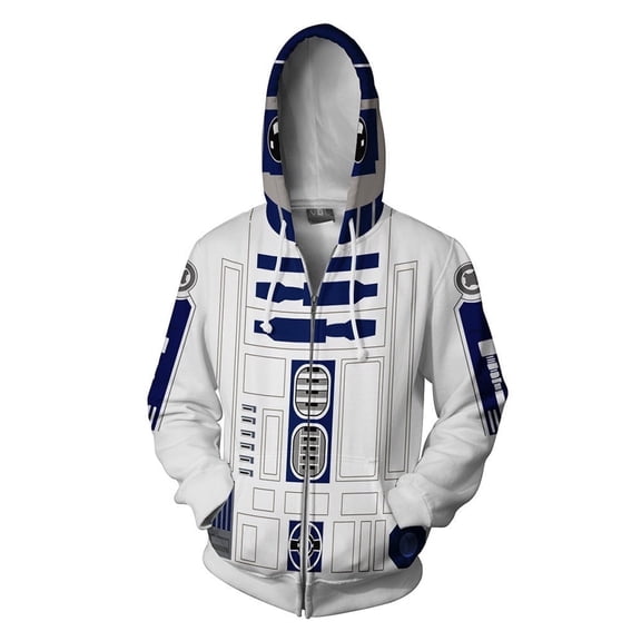 Men's Cosplay Graphics Zip Hoodie 3D Print Unisex Fashion Jacket (R2-D2)