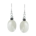 thumbnail image 2 of Bling Jewelry Womens Bali White Mother of Pearl Oval Gemstone Drop Earrings Sterling Silver, 2 of 4