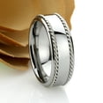 thumbnail image 3 of Men's Women's Tungsten Wedding Band Engagement Ring 8mm High Polished Semi-Domed with Rope Stainless Steel Inlaid Sides, 3 of 4