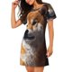 thumbnail image 2 of Balery Regal Shiba Inu Camisón de manga corta con cuello redondo para mujer, cómodo y elegante., 2 of 6