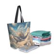 thumbnail image 2 of FORMRS Womens Canvas Tote Bag with Zipper Inner Pocket Shoulder Handbag, Floating Whale, 2 of 7
