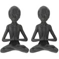 thumbnail image 1 of 2pcs Meditation Alien Statue Mini Plastic Ornament Home Office Desktop Accessory, 1 of 6